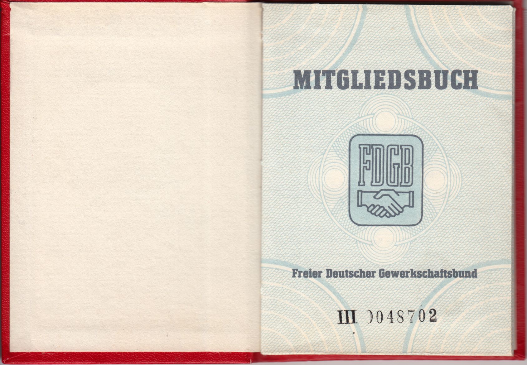 Mitgliedsausweis des Freien Deutschen Gewerkschaftsbundes 